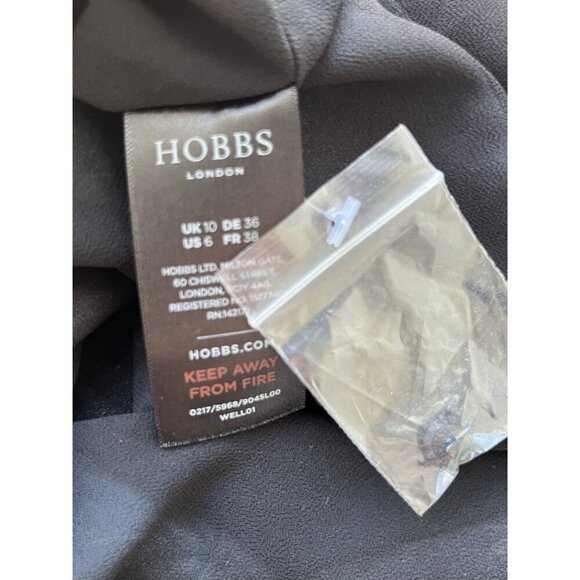 Hobbs Chloe Black Floral Print Long Sleeve Midi Dress Fully Lined Size 6 Excelle - Picture 7 of 8